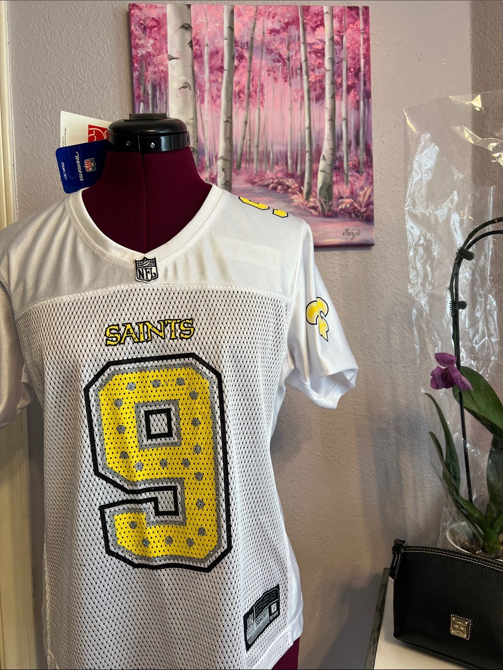 NFL New Orleans Saints Drew Brees #9 Mesh Game Day Glittery Jersey! Sz M NWT
